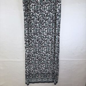 Cato Maxi Skirt Multicolor Black Green Floral Long Straight Stretchy Career Sz L